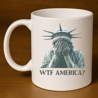 WTF America Statue of Liberty Cry 11oz C Handle Ceramic Mug