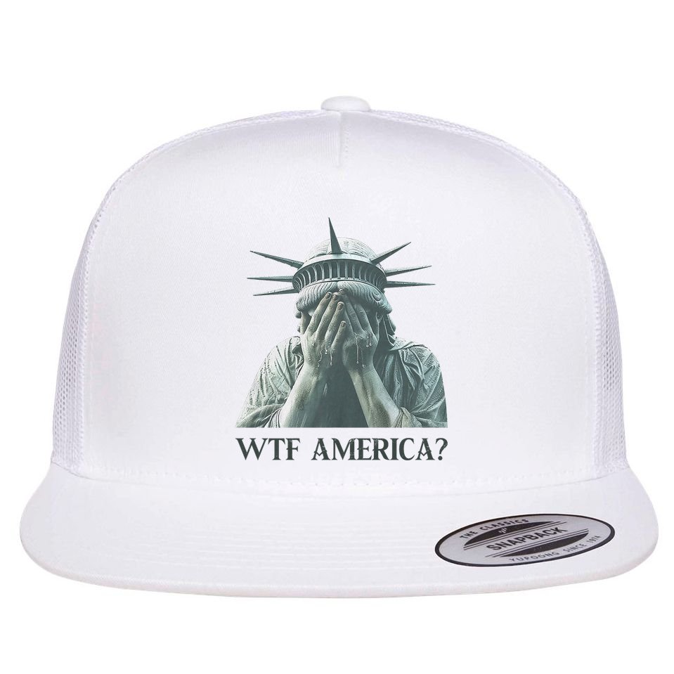 WTF America Statue of Liberty Cry Flat Bill Trucker Hat