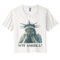 WTF America Statue of Liberty Cry Women's Crop Top Tee