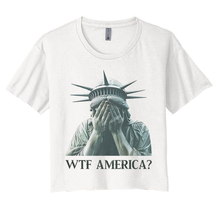 WTF America Statue of Liberty Cry Women's Crop Top Tee