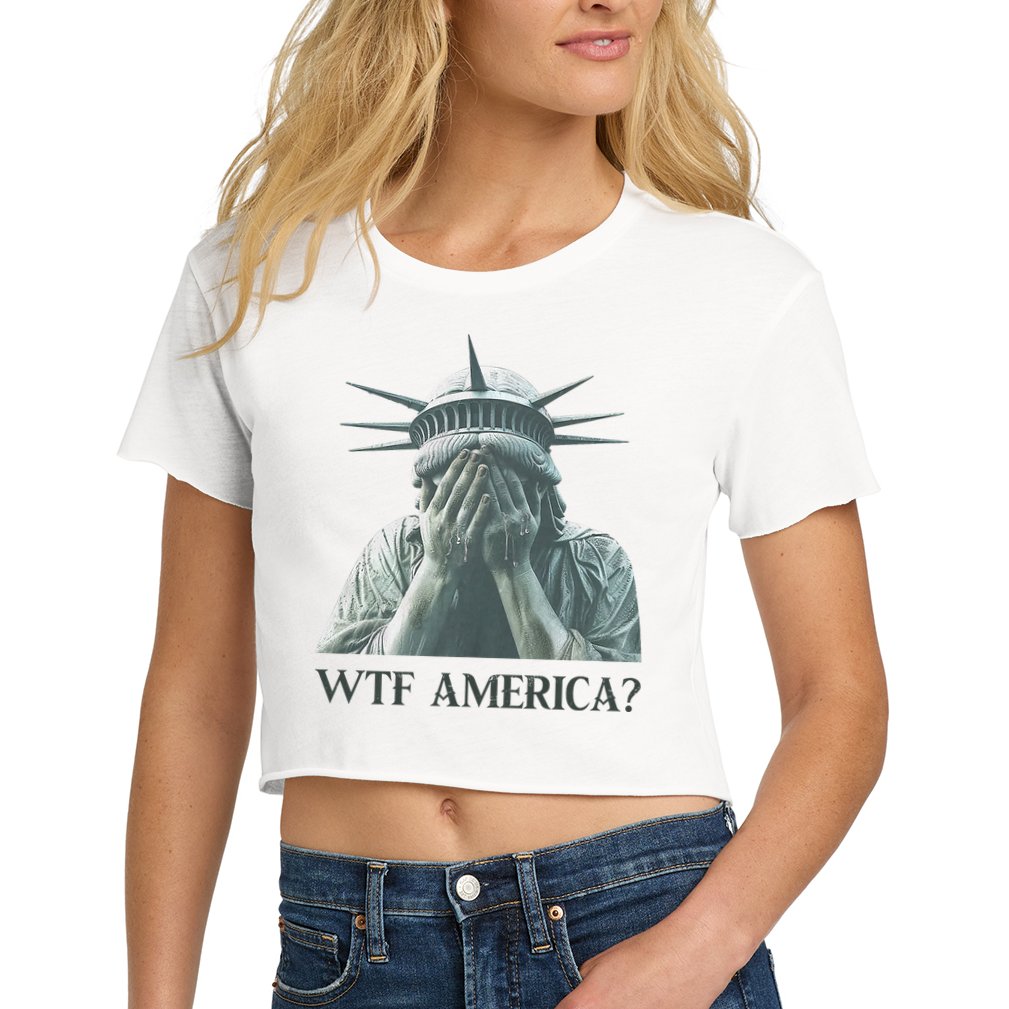 WTF America Statue of Liberty Cry Women's Crop Top Tee