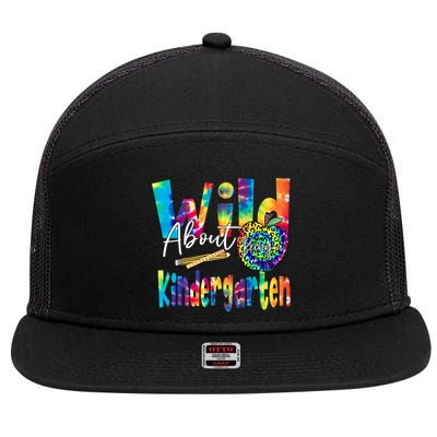 Wild About School Tie Dye Gift Kindergarten Gift 7 Panel Mesh Trucker Snapback Hat