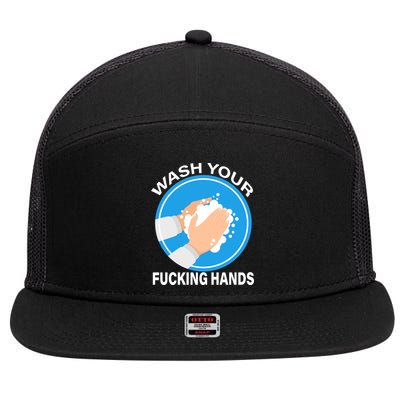 Wash Your Fucking Hands 7 Panel Mesh Trucker Snapback Hat