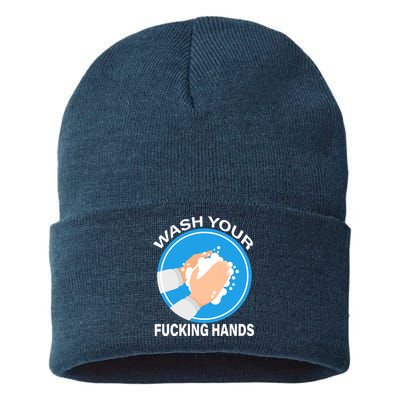 Wash Your Fucking Hands Sustainable Knit Beanie