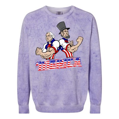 Washington And Lincoln 'Merica Colorblast Crewneck Sweatshirt