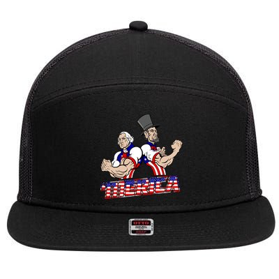 Washington And Lincoln 'Merica 7 Panel Mesh Trucker Snapback Hat