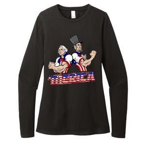 Washington And Lincoln 'Merica Womens CVC Long Sleeve Shirt