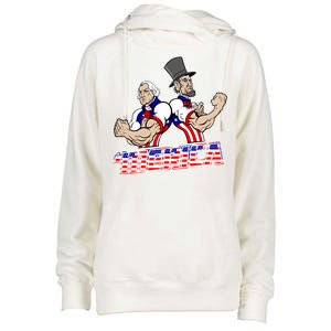 Washington And Lincoln 'Merica Womens Funnel Neck Pullover Hood