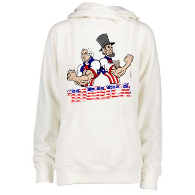 Washington And Lincoln 'Merica Womens Funnel Neck Pullover Hood