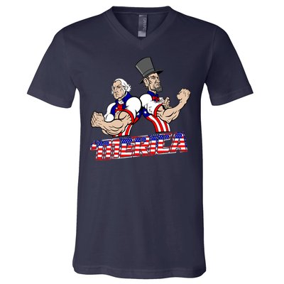 Washington And Lincoln 'Merica V-Neck T-Shirt