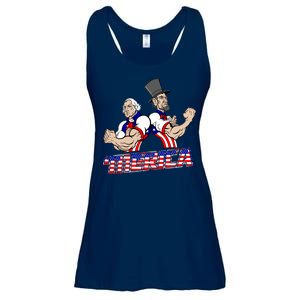 Washington And Lincoln 'Merica Ladies Essential Flowy Tank