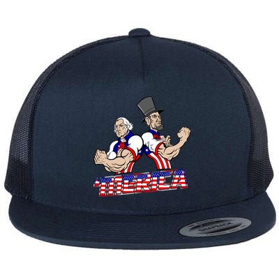 Washington And Lincoln 'Merica Flat Bill Trucker Hat