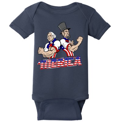 Washington And Lincoln 'Merica Baby Bodysuit