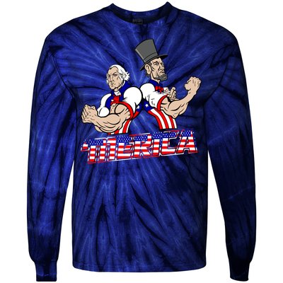 Washington And Lincoln 'Merica Tie-Dye Long Sleeve Shirt