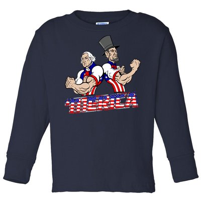 Washington And Lincoln 'Merica Toddler Long Sleeve Shirt