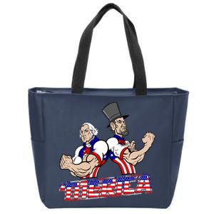 Washington And Lincoln 'Merica Zip Tote Bag