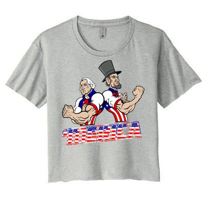 Washington And Lincoln 'Merica Women's Crop Top Tee