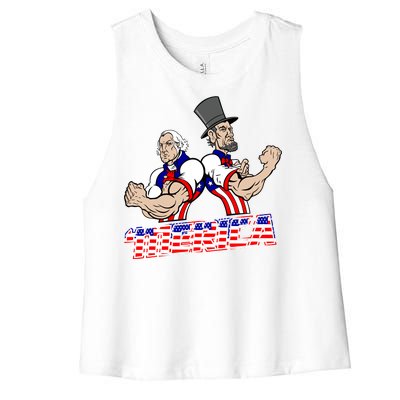 Washington And Lincoln 'Merica Women's Racerback Cropped Tank