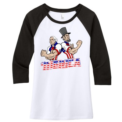 Washington And Lincoln 'Merica Women's Tri-Blend 3/4-Sleeve Raglan Shirt