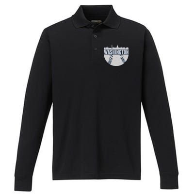 Washington Baseball Vintage Performance Long Sleeve Polo