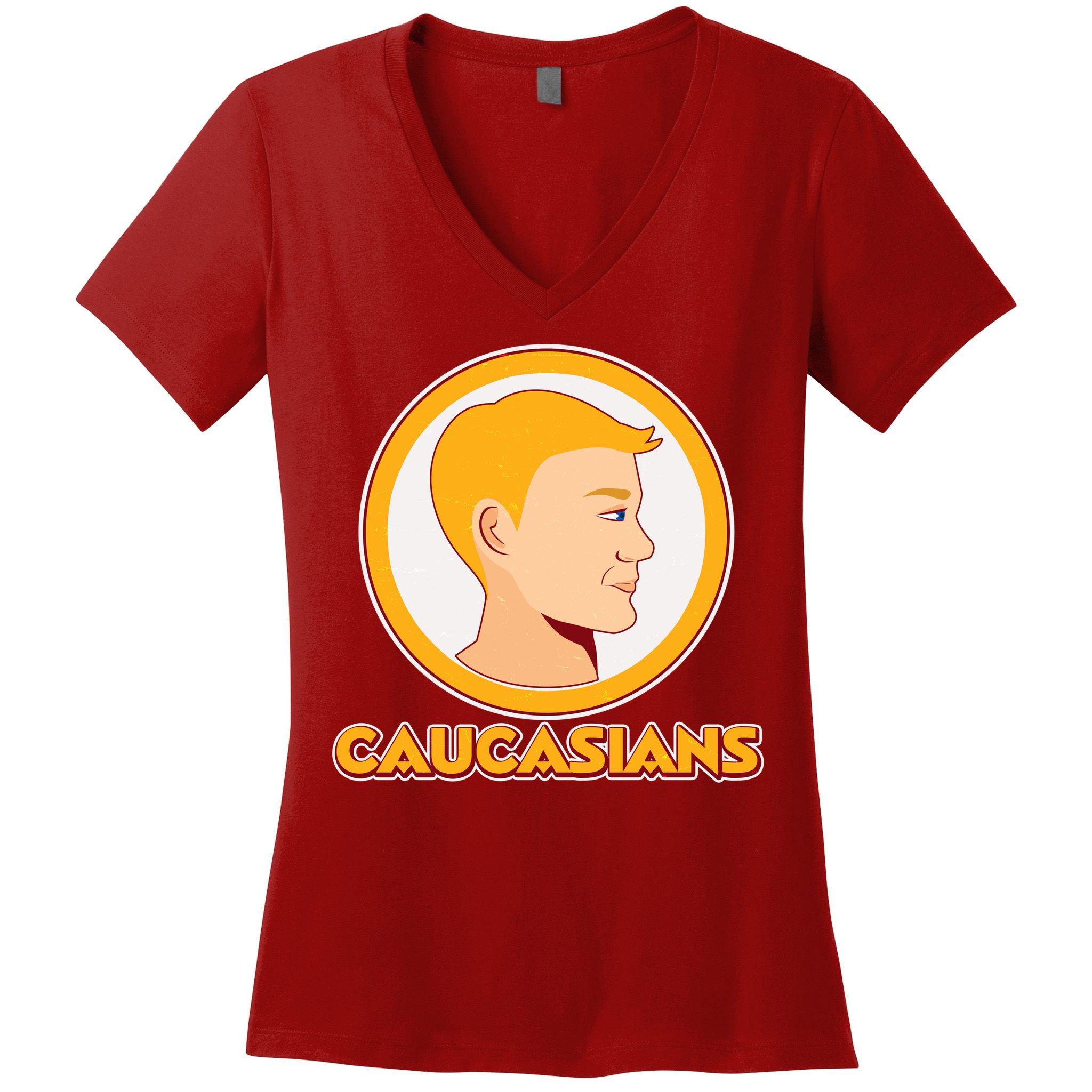 Washington Caucasians Football Logo Women's V-Neck T-Shirt