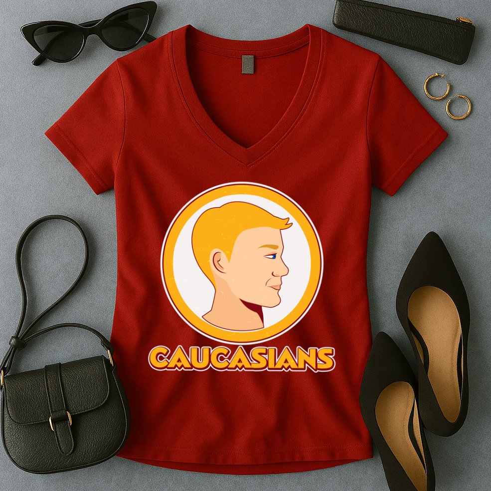 Washington Caucasians Football Logo Women's V-Neck T-Shirt