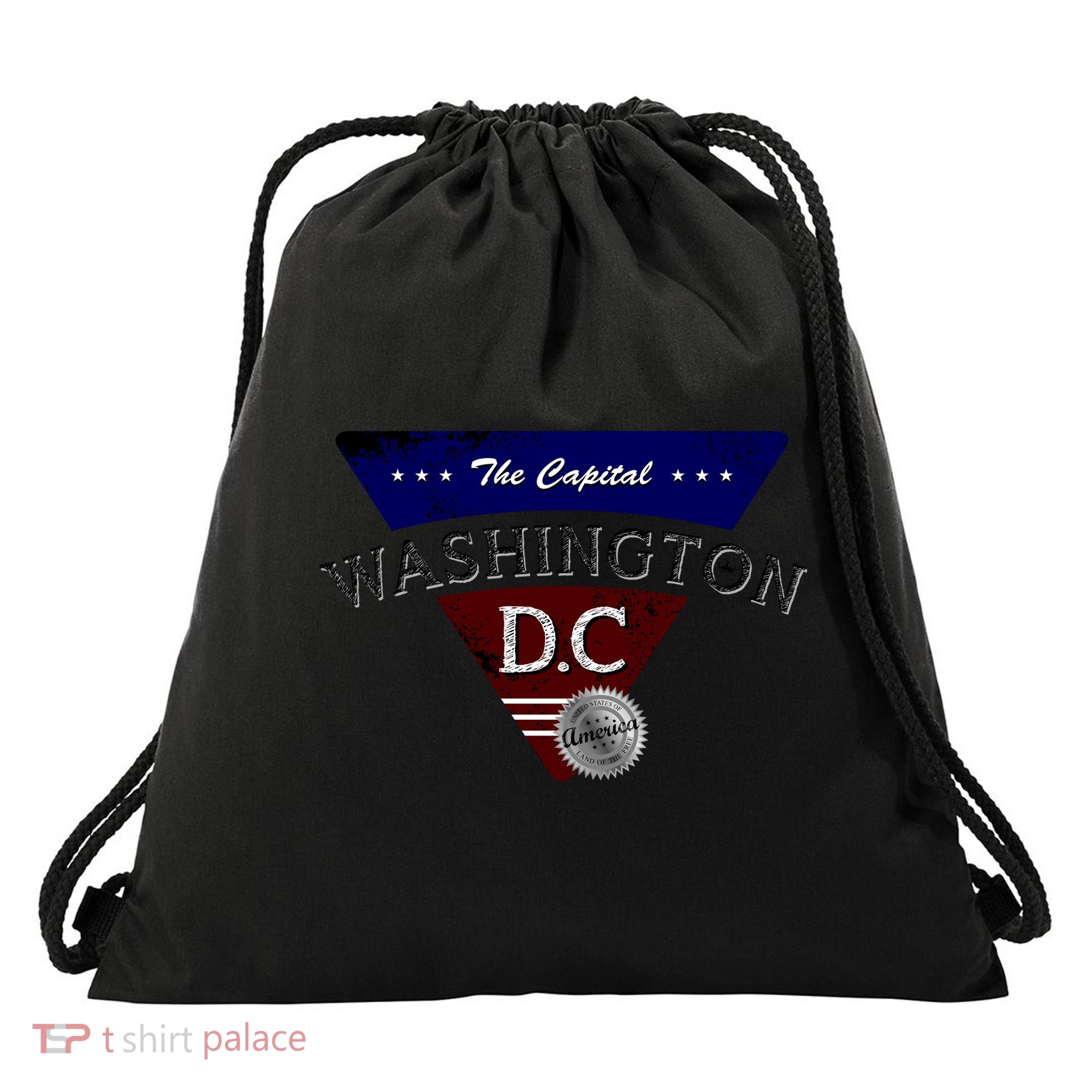 Washington D.C Land of the Free Logo Drawstring Bag