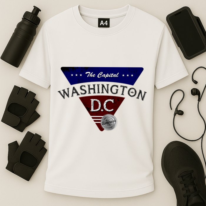 Washington D.C Land of the Free Logo Cooling Performance Crew T-Shirt