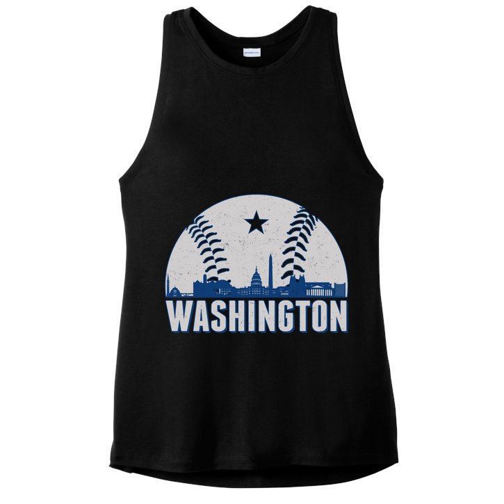 Washington DC Baseball Skyline Ladies PosiCharge Tri-Blend Wicking Tank