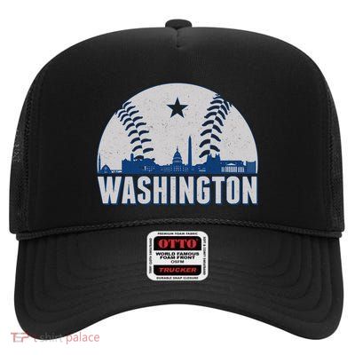 Washington DC Baseball Skyline High Crown Mesh Back Trucker Hat