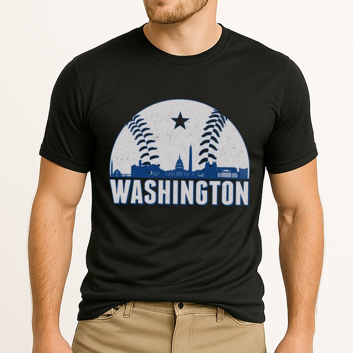 Washington DC Baseball Skyline Cooling Performance Crew T-Shirt