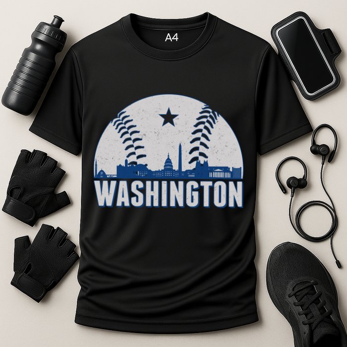 Washington DC Baseball Skyline Cooling Performance Crew T-Shirt