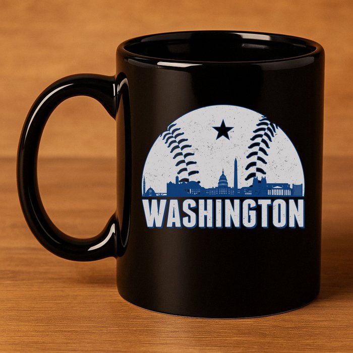 Washington DC Baseball Skyline 11oz C Handle Ceramic Mug