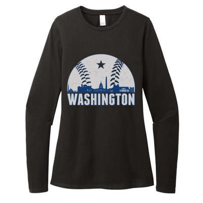 Washington DC Baseball Skyline Womens CVC Long Sleeve Shirt