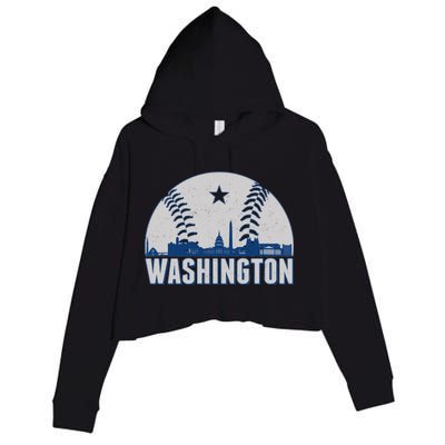 Washington DC Baseball Skyline Crop Fleece Hoodie