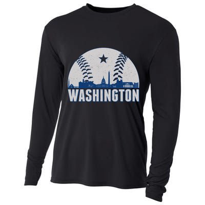 Washington DC Baseball Skyline Cooling Performance Long Sleeve Crew