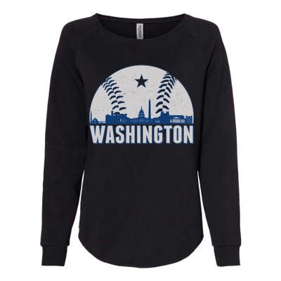 Washington DC Baseball Skyline Womens California Wash Sweatshirt