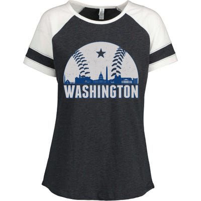 Washington DC Baseball Skyline Enza Ladies Jersey Colorblock Tee