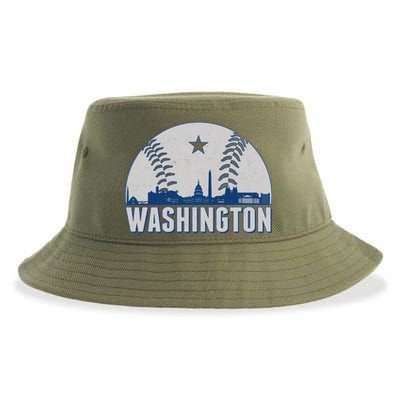 Washington DC Baseball Skyline Sustainable Bucket Hat