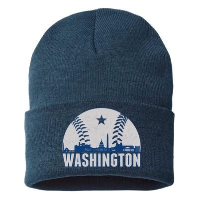 Washington DC Baseball Skyline Sustainable Knit Beanie