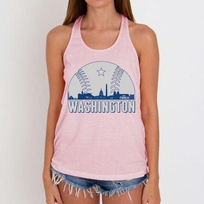 Washington DC Baseball Skyline Women's Knotted Racerback Tank