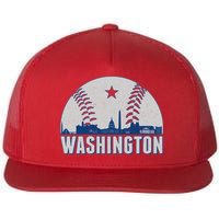 Washington DC Baseball Skyline Flat Bill Trucker Hat