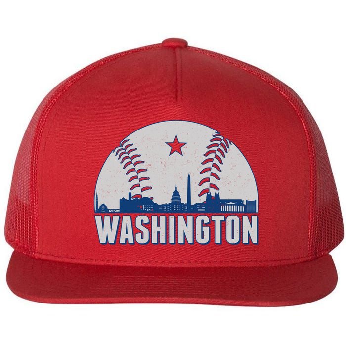 Washington DC Baseball Skyline Flat Bill Trucker Hat