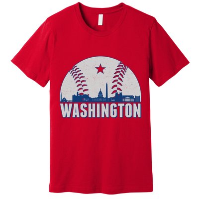 Washington DC Baseball Skyline Premium T-Shirt