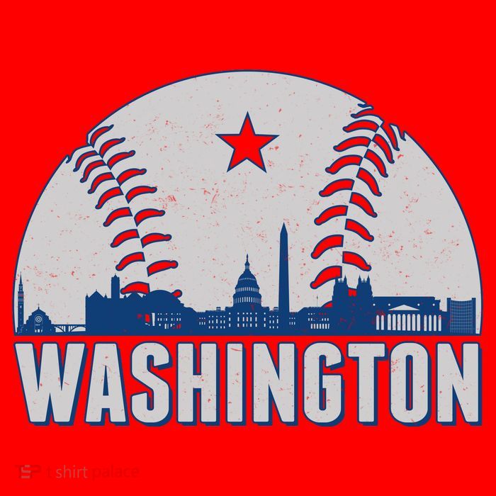 Washington DC Baseball Skyline Premium T-Shirt