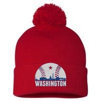 Washington DC Baseball Skyline Pom Pom 12in Knit Beanie