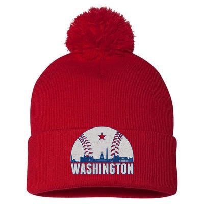 Washington DC Baseball Skyline Pom Pom 12in Knit Beanie