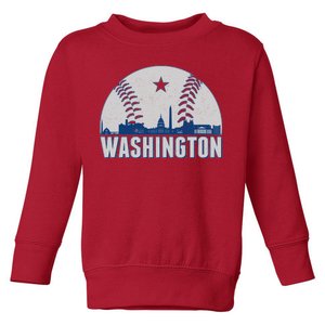 Washington DC Baseball Skyline Toddler Sweatshirt