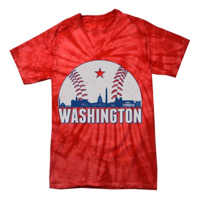 Washington DC Baseball Skyline Tie-Dye T-Shirt