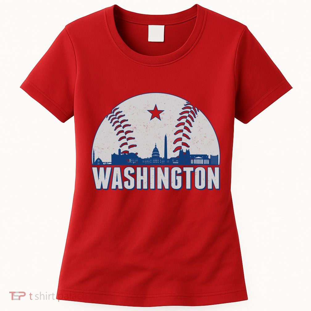 Washington DC Baseball Skyline Womens T-Shirt